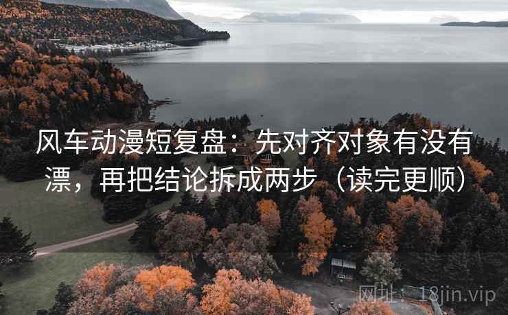 风车动漫短复盘：先对齐对象有没有漂，再把结论拆成两步（读完更顺）
